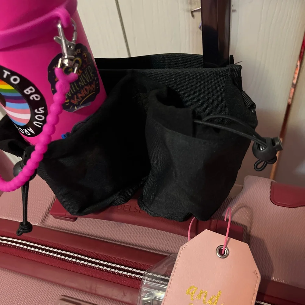 Travel Luggage Handle Organizer Black Cup Holder Zipper Pocket